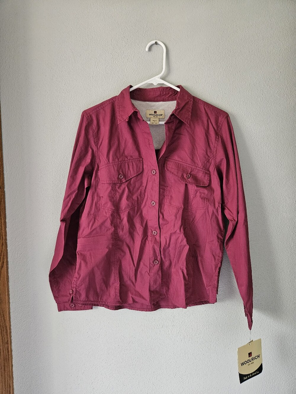 NWT Woolrich Vintage 90s Women's Button-Front Long Sleeve Jacket - Berry